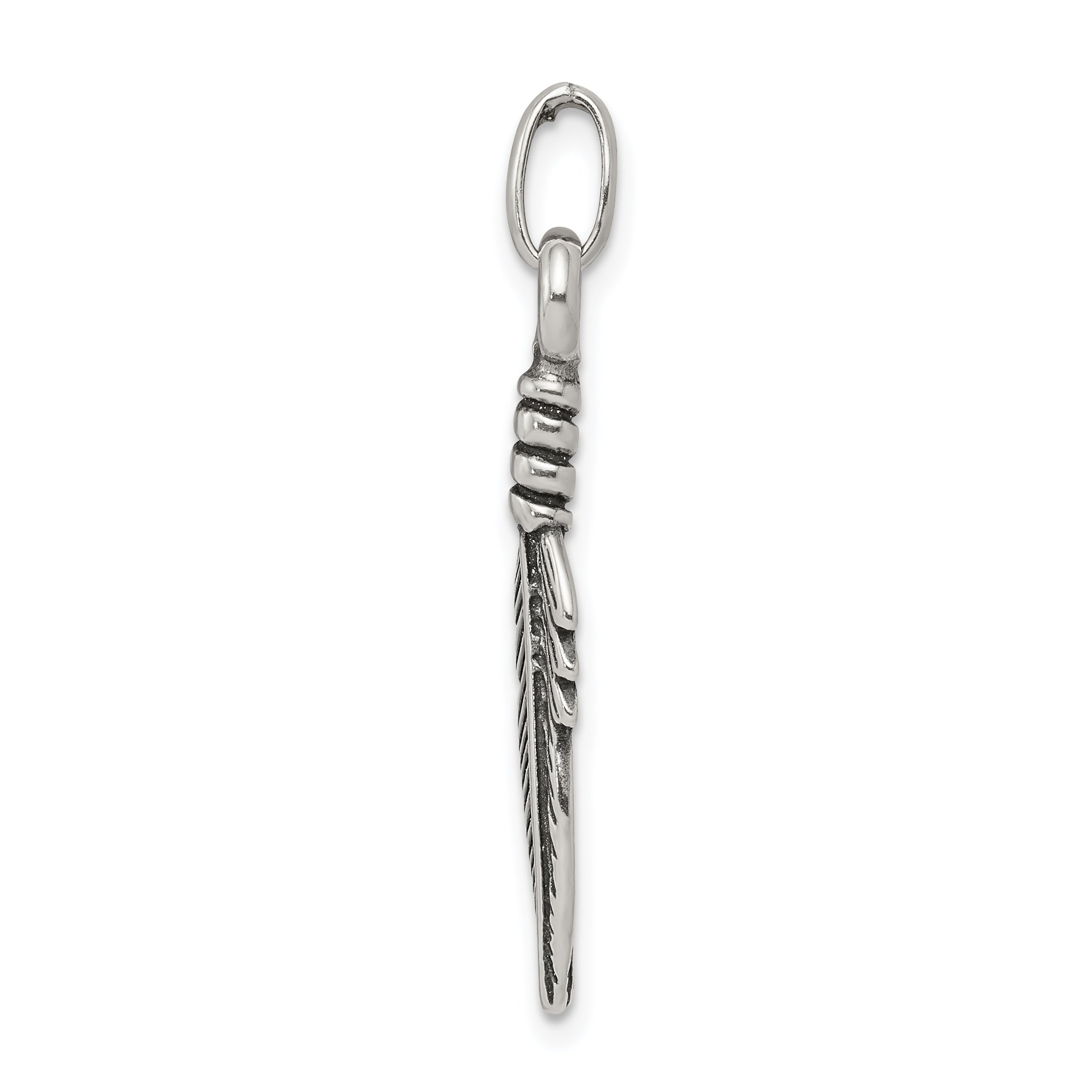 Sterling Silver Antiqued Feather Charm