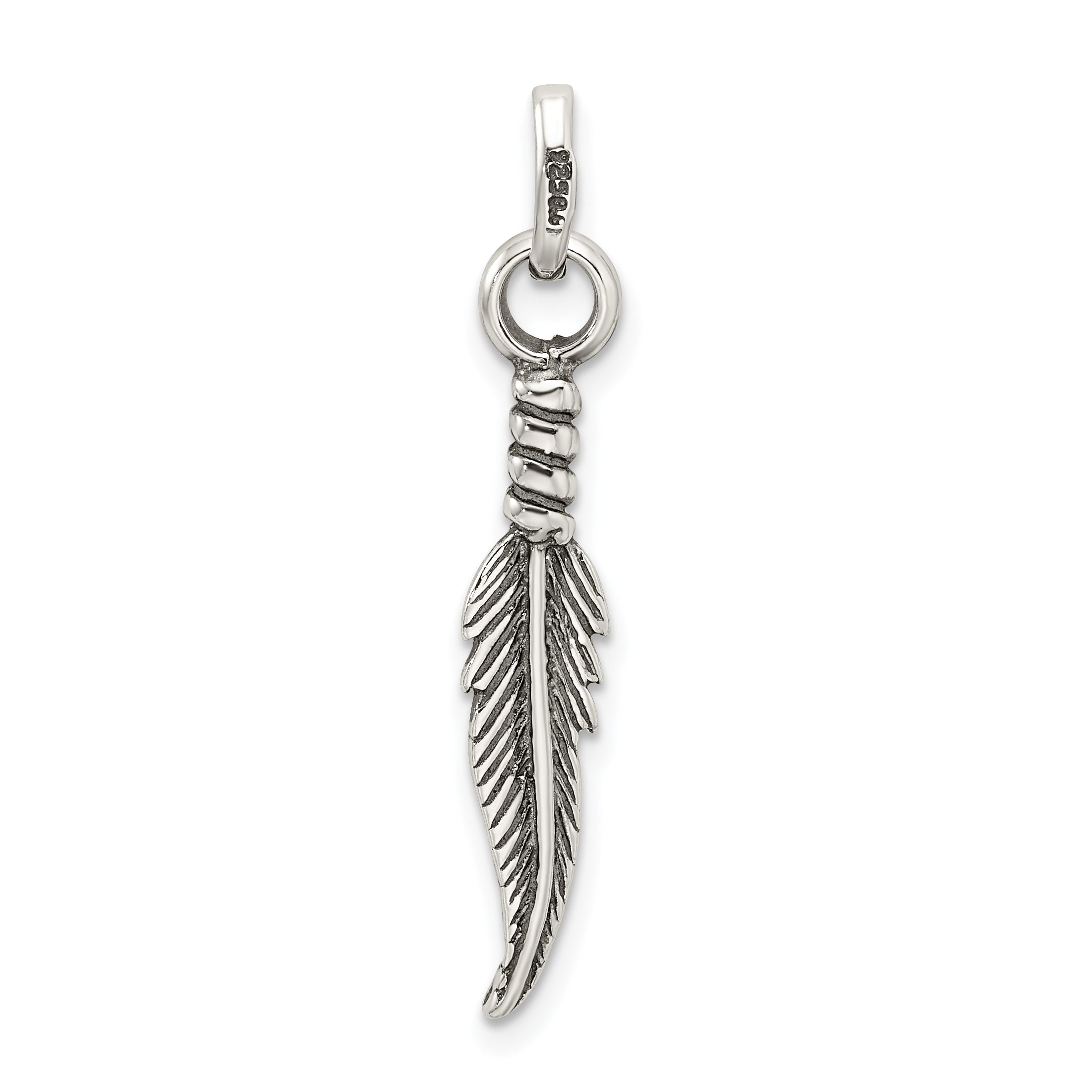 Sterling Silver Antiqued Feather Charm