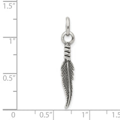 Sterling Silver Antiqued Feather Charm