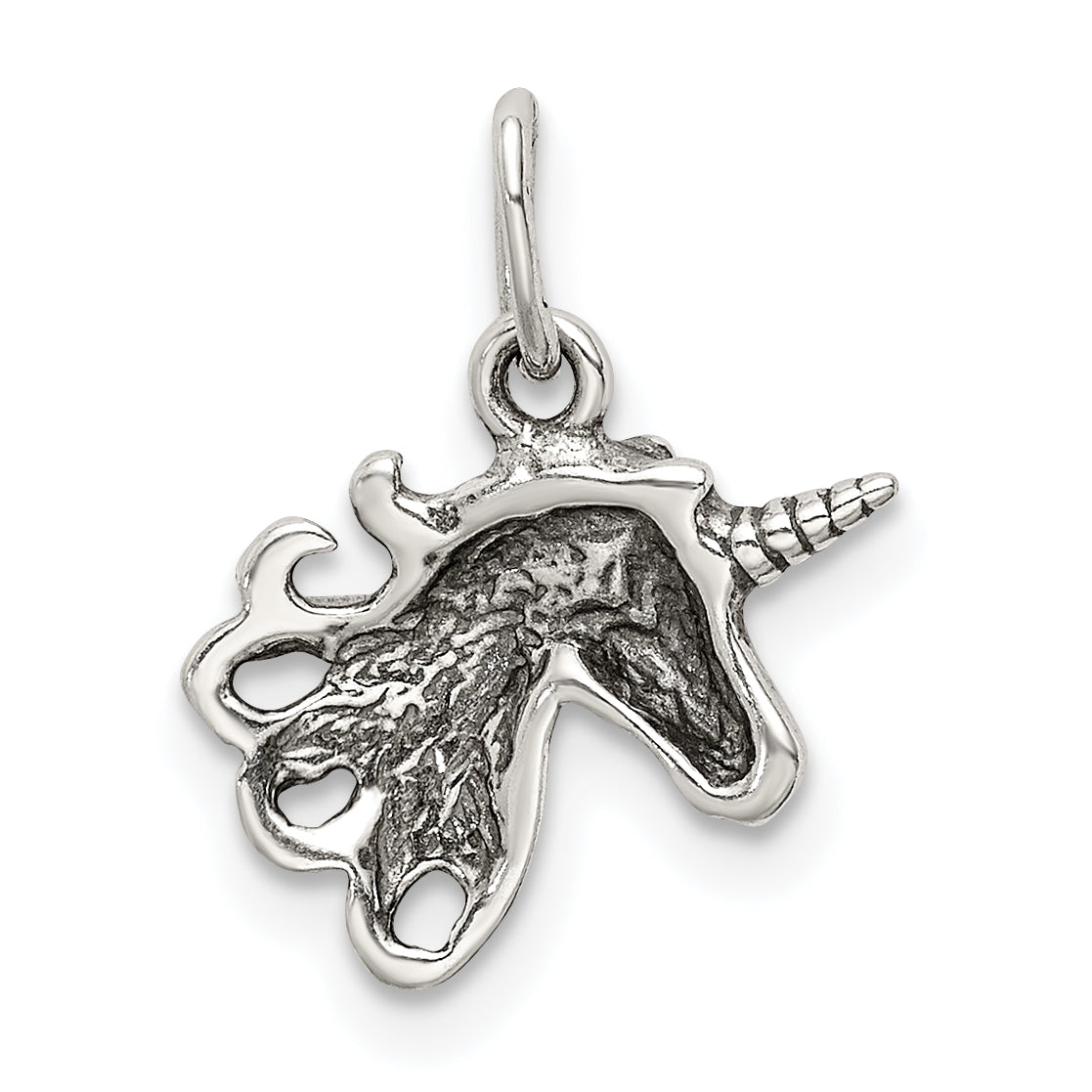 Sterling Silver Antiqued Unicorn Head Charm