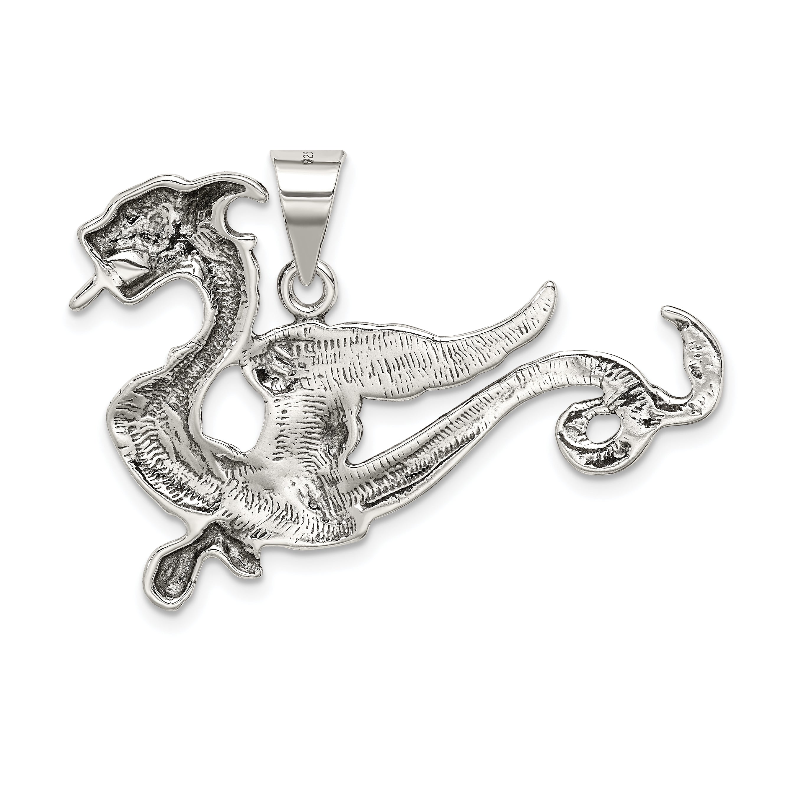 Sterling Silver Antiqued Dragon Charm