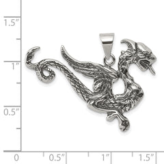 Sterling Silver Antiqued Dragon Charm