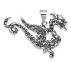 Sterling Silver Antiqued Dragon Charm