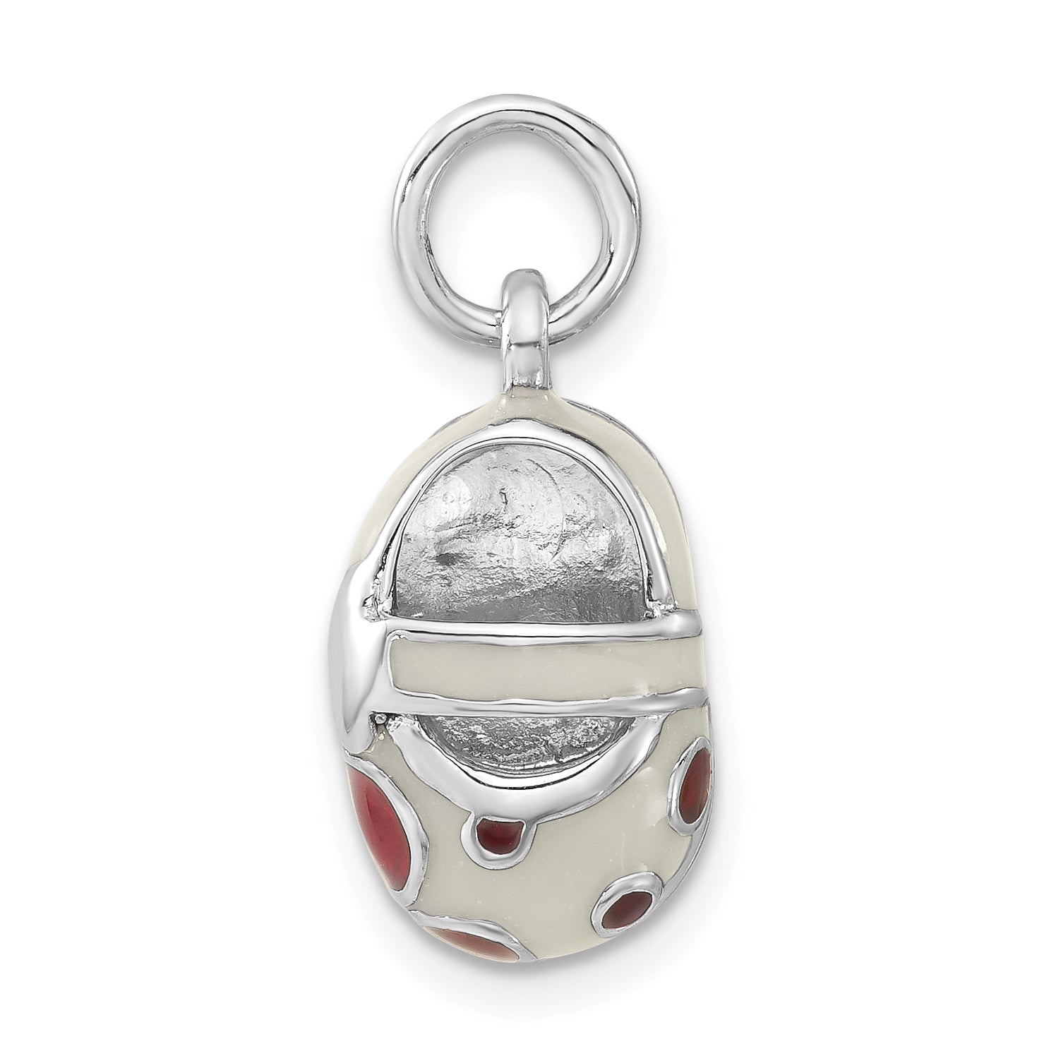 Sterling Silver 3-D Red & White Enameled Shoe Charm