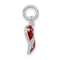 Sterling Silver Rhodium-plated Enameled Red Bikini Top Charm
