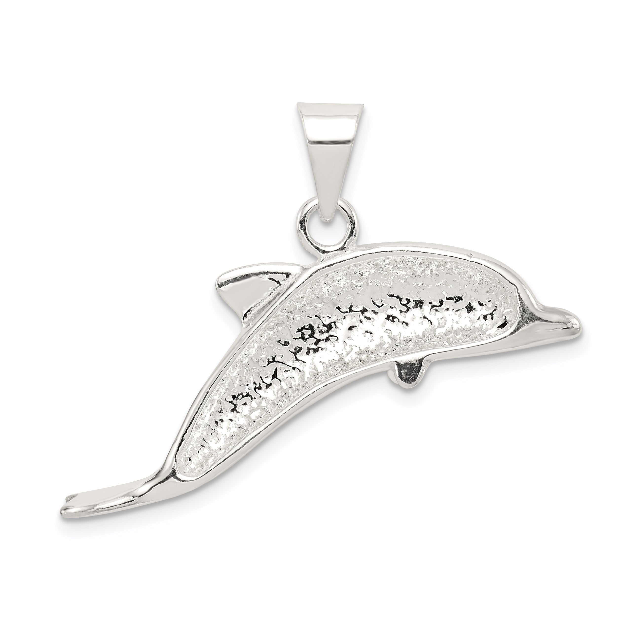 Sterling Silver Dolphin Pendant with Polished Finish and Anti-tarnish Coating