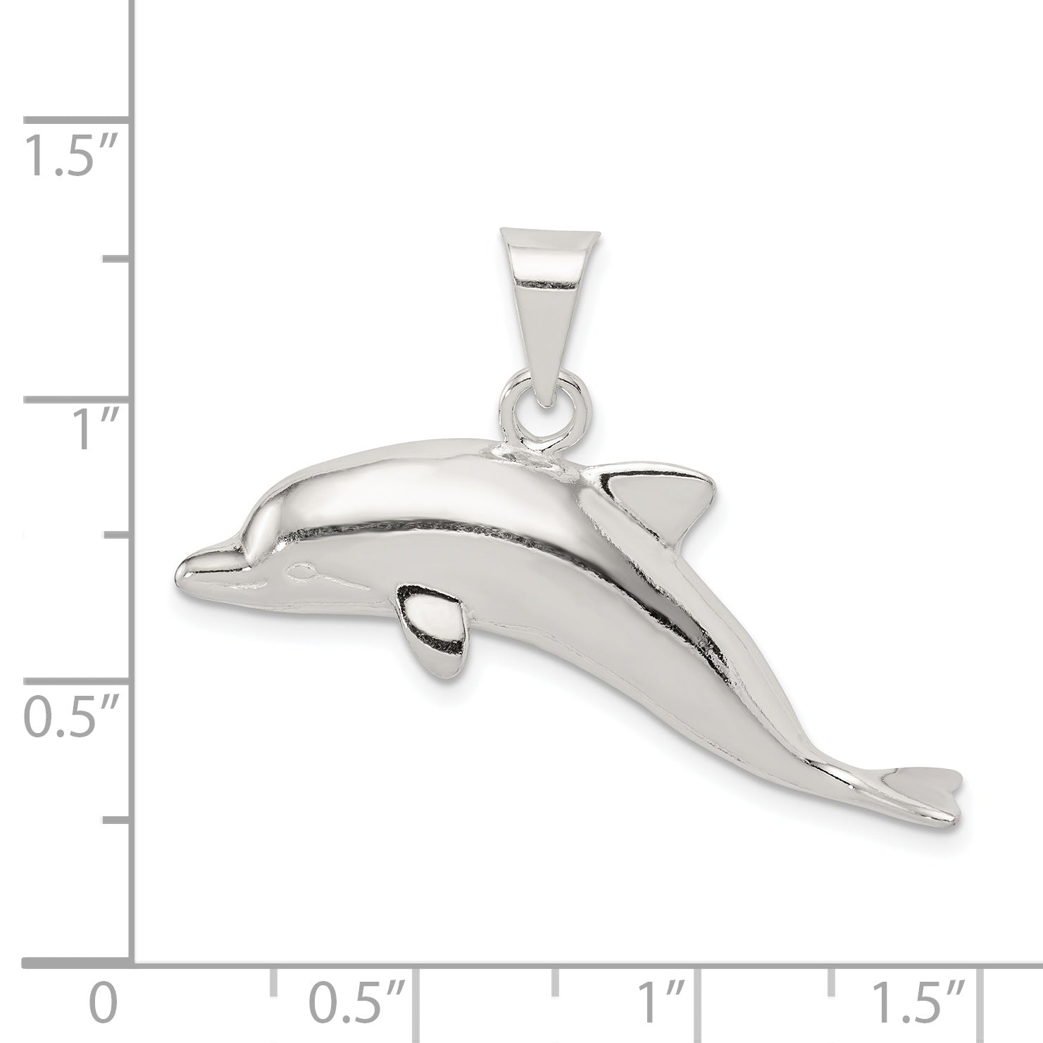 Sterling Silver Dolphin Pendant with Polished Finish and Anti-tarnish Coating