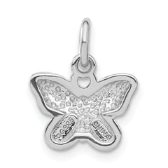 Sterling Silver Rhodium-plated Rhod Enameled Purple Butterfly