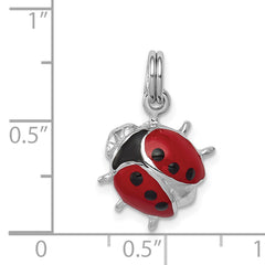 Sterling Silver Enamel Ladybug Charm with Rhodium Plating Elegant and Durable