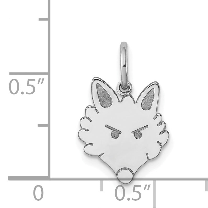 Sterling Silver Fox Head Charm with Polished Rhodium-Plated Finish