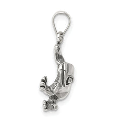 Sterling Silver 925 Frog Charm with Antiqued Finish for Men