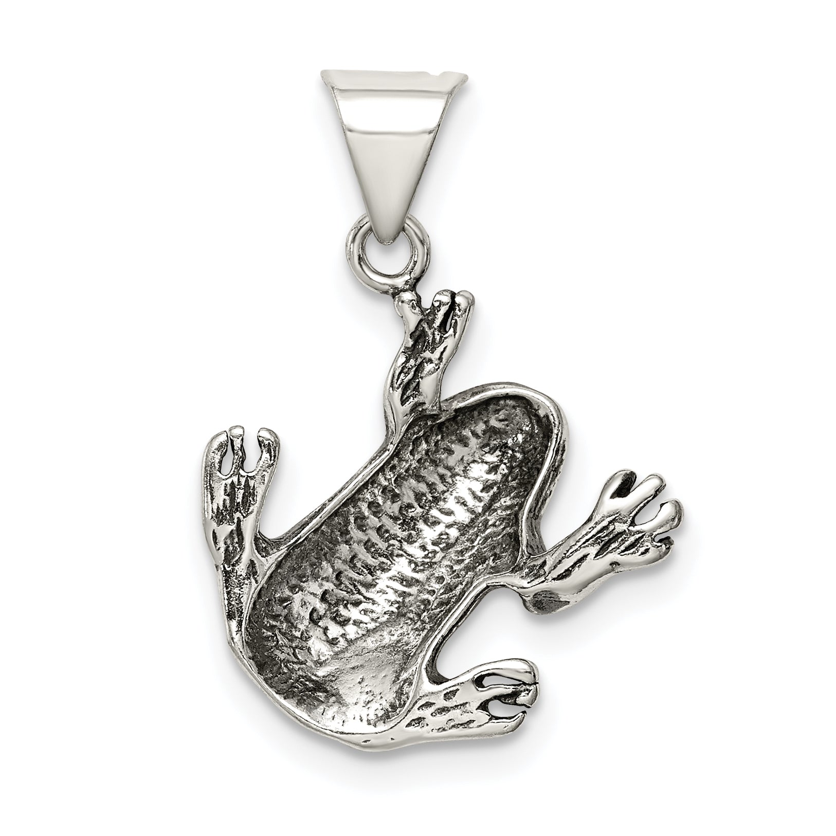 Sterling Silver 925 Frog Charm with Antiqued Finish for Men