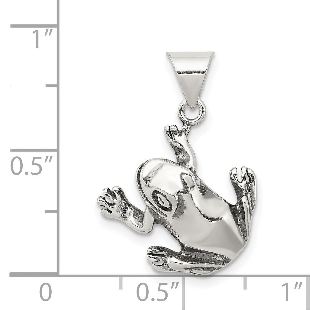 Sterling Silver 925 Frog Charm with Antiqued Finish for Men