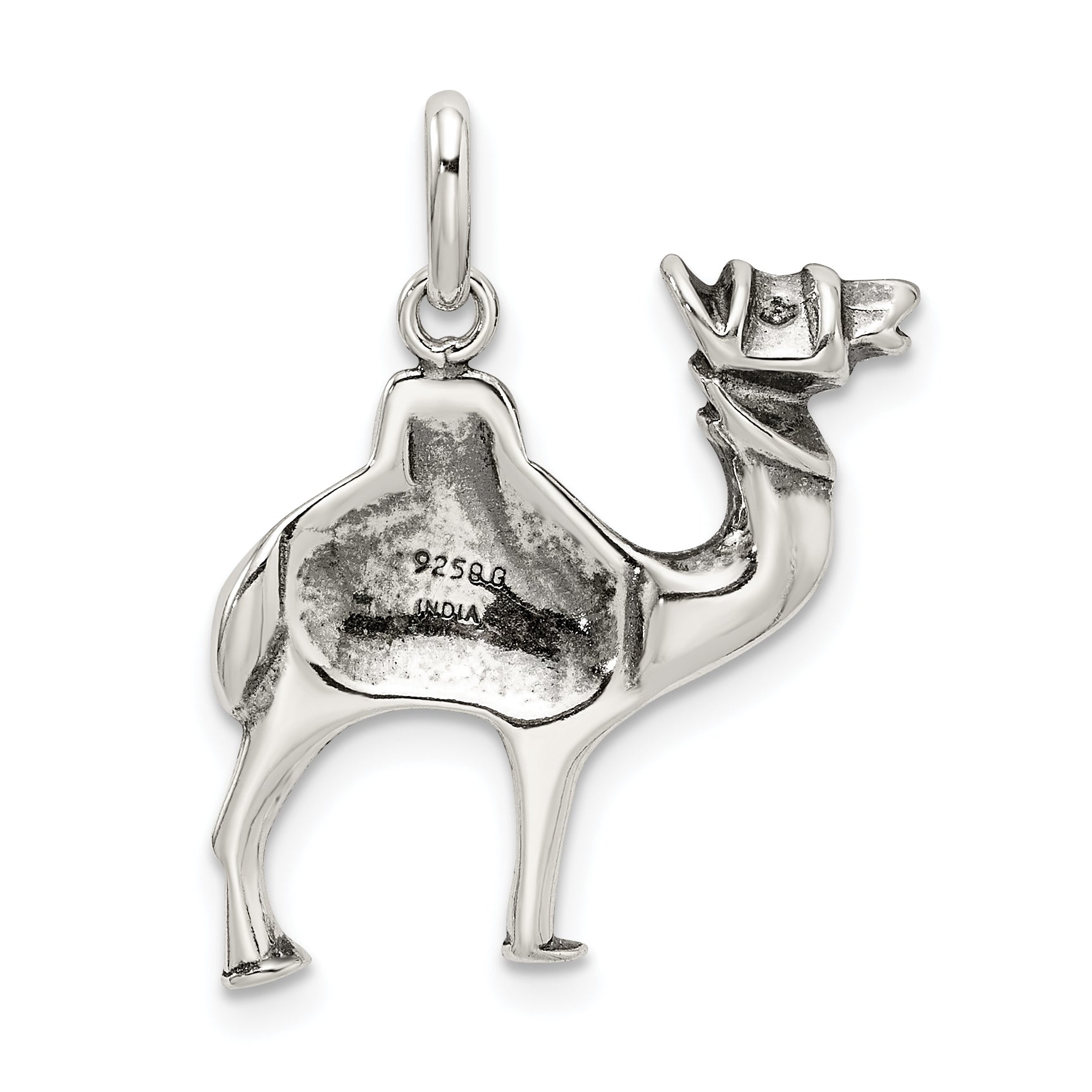 Sterling Silver 925 Camel Charm with Polished Antiqued Finish Vintage Style