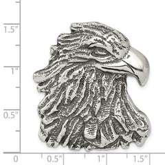 Men's 925 Sterling Silver Eagle Head Pendant with Antiqued Finish