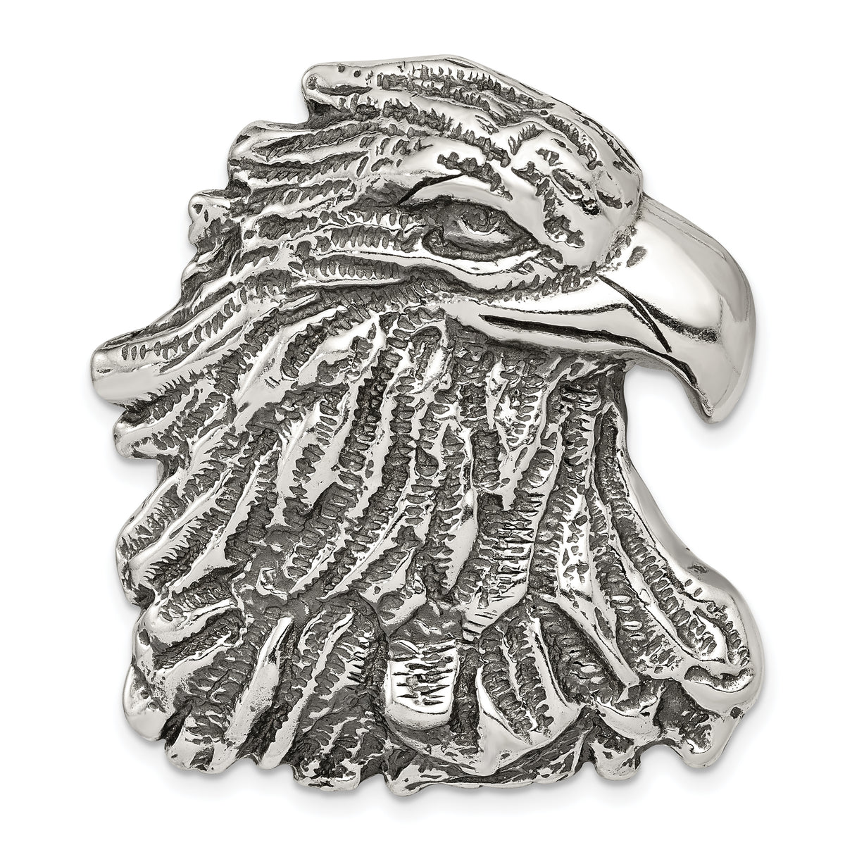 Sterling Silver Antiqued Eagle Head Pendant