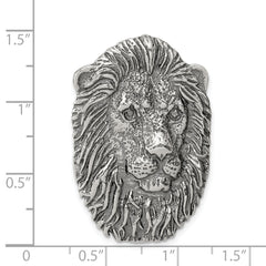 Sterling Silver Antiqued Lion Head Pendant for Men