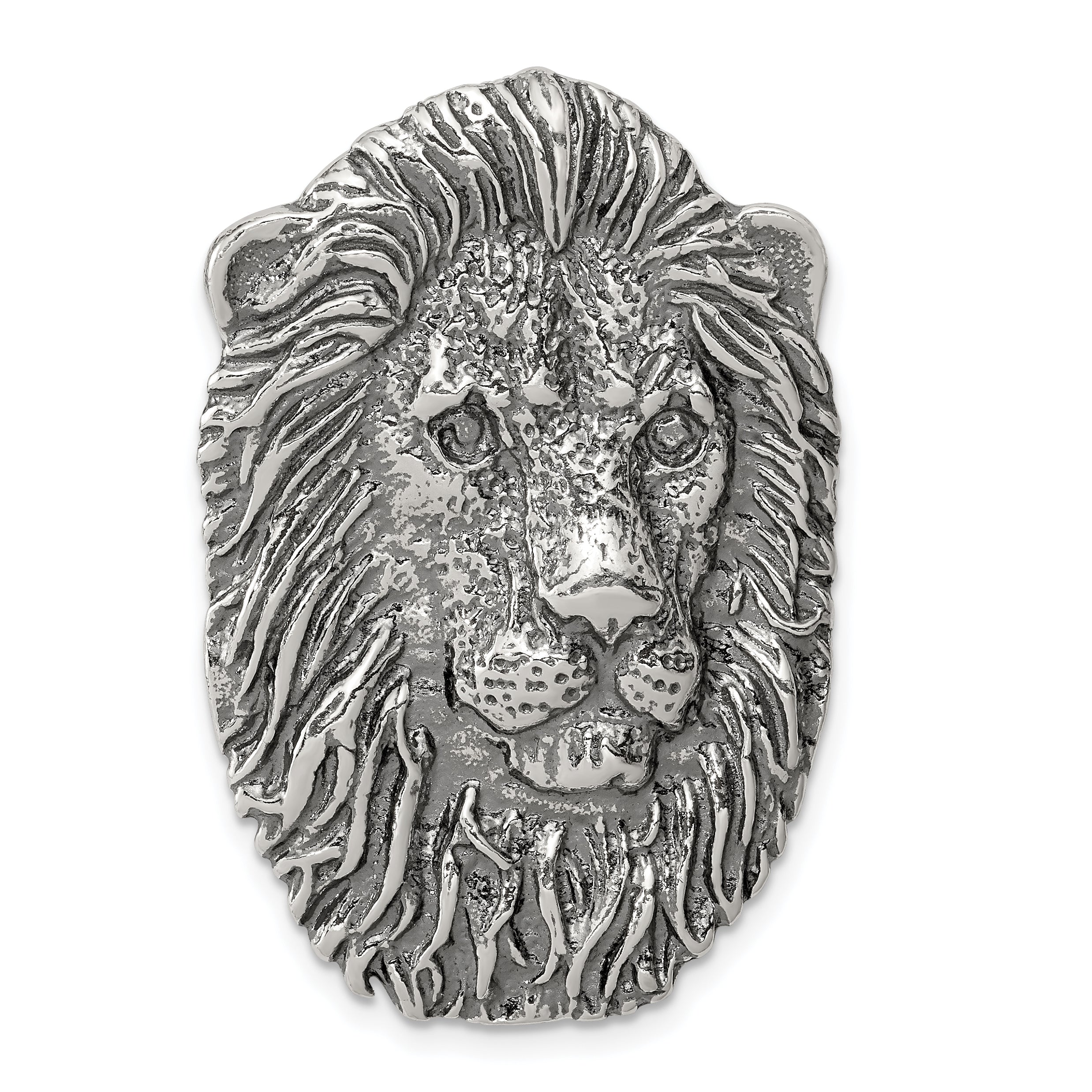 Sterling Silver Antiqued Lion Head Pendant