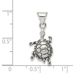 Sterling Silver 925 Turtle Charm with Antiqued Finish - Solid Themed Pendant