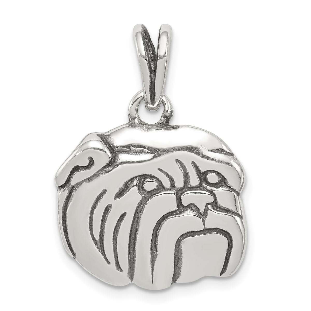 Sterling Silver Antiqued Bulldog Charm