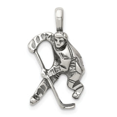 Sterling Silver Antiqued Hockey Player Charm