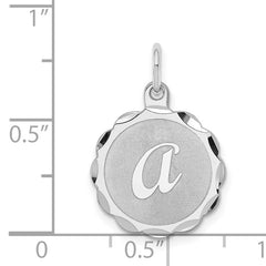 Sterling Silver 925 Brocaded A Initial Charm Rhodium-Plated Elegant Design