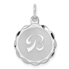 Sterling Silver Rhodium-plated Brocaded Letter B Initial Charm