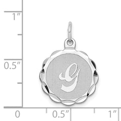 Sterling Silver 925 Rhodium-Plated Brocade G Pendant Elegant Charm