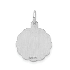 Sterling Silver 925 Rhodium-Plated Initial I Brocaded Pendant