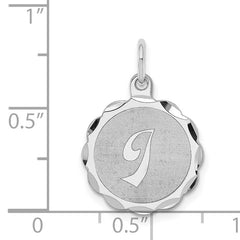 Sterling Silver 925 Rhodium-Plated Initial I Brocaded Pendant