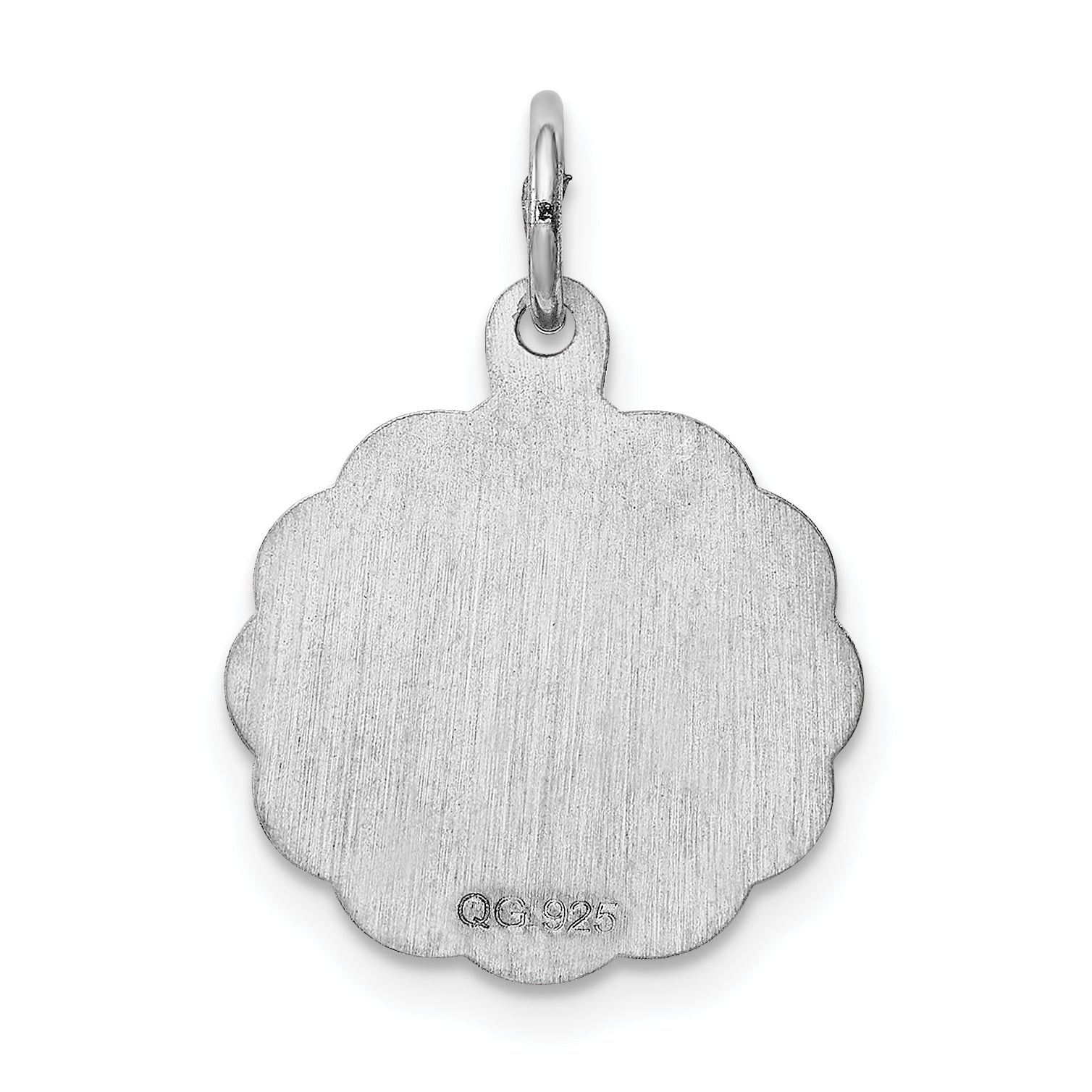 Sterling Silver 925 Letter K Pendant with Rhodium Plated Brocade