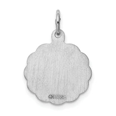 Sterling Silver 925 Letter K Pendant with Rhodium Plated Brocade