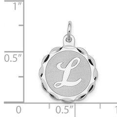 Sophia Jewelers 925 Silver L Brocaded Initial Pendant with Rhodium Elegance