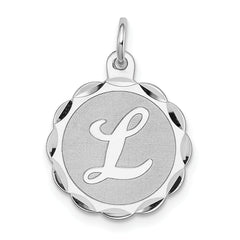 Sterling Silver/Rhodium-plated Brocaded Letter L Initial Pendant