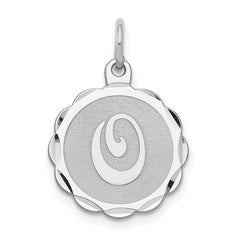 Sterling Silver/Rhodium-plated Brocaded Letter O Initial Pendant