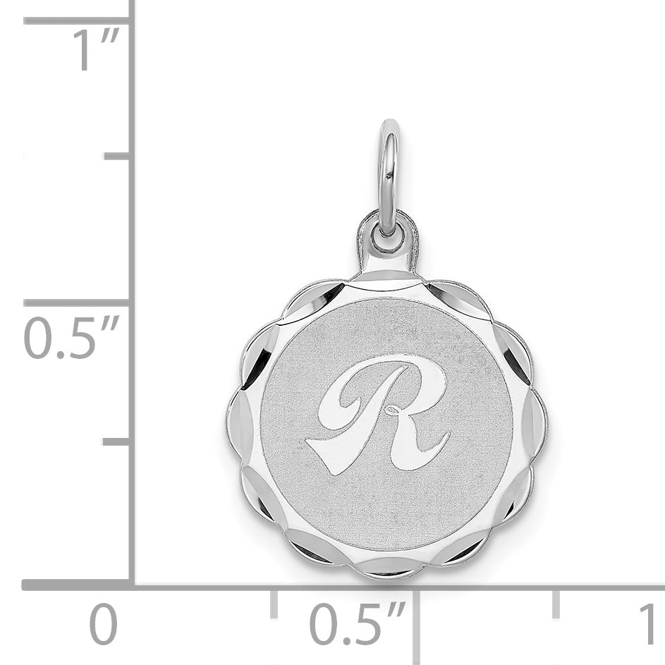 Sophia Jewelers Sterling Silver Initial R Pendant in Rhodium-Plated Brocade