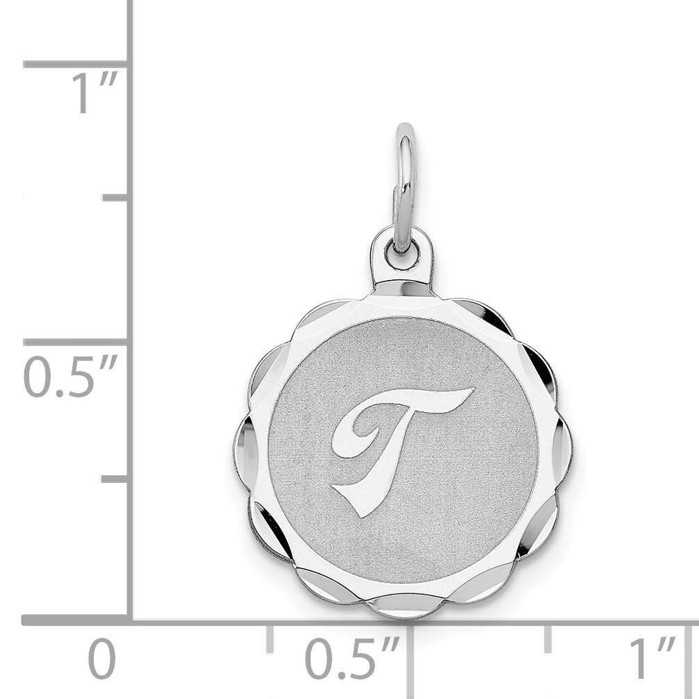 Sophia Jewelers Rhodium-Plated Sterling Silver Initial T Pendant Elegant Design