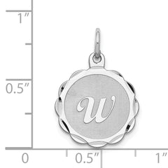 Sophia Jewelers Sterling Silver Brocaded Initial W Pendant Elegant Rhodium Finish