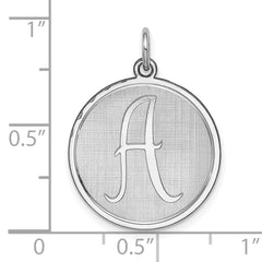 Sterling Silver 925 Letter A Charm with Brocaded Rhodium Finish