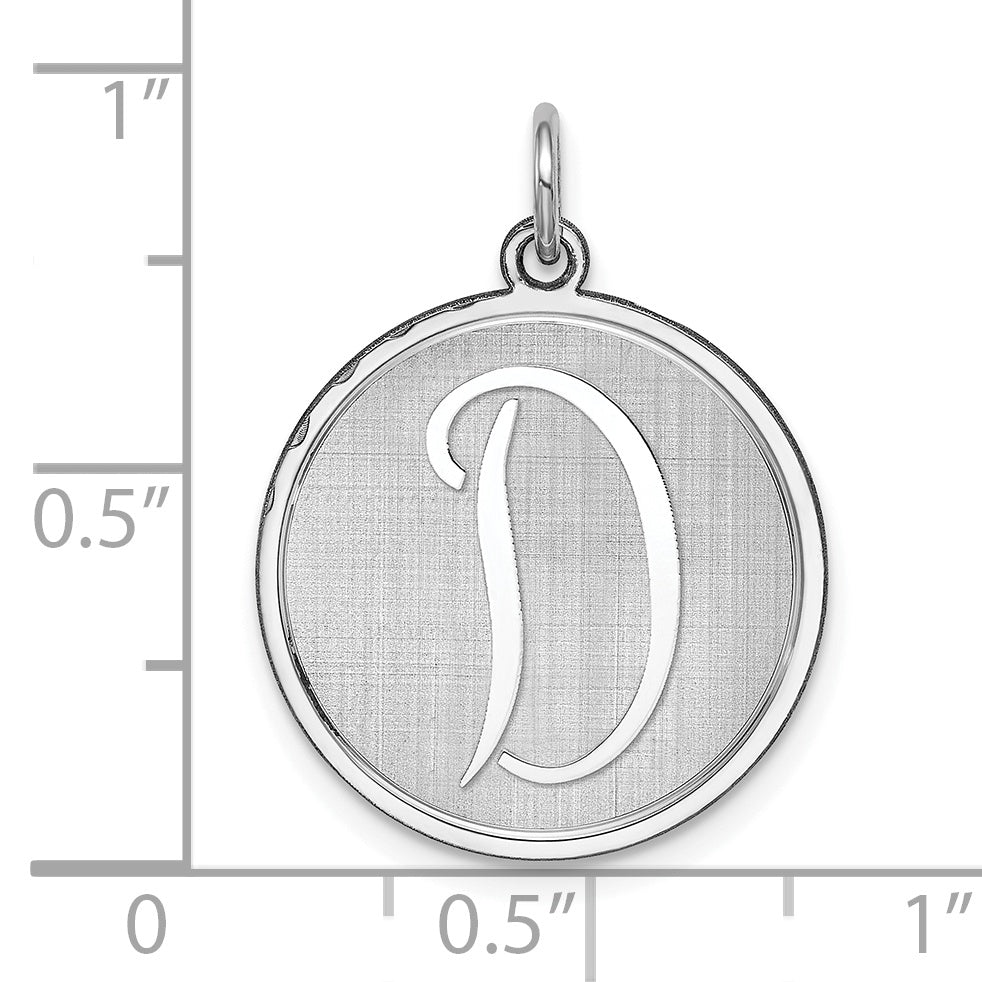 Sterling Silver 925 Rhodium-Plated Initial D Charm Elegant Brocade Design