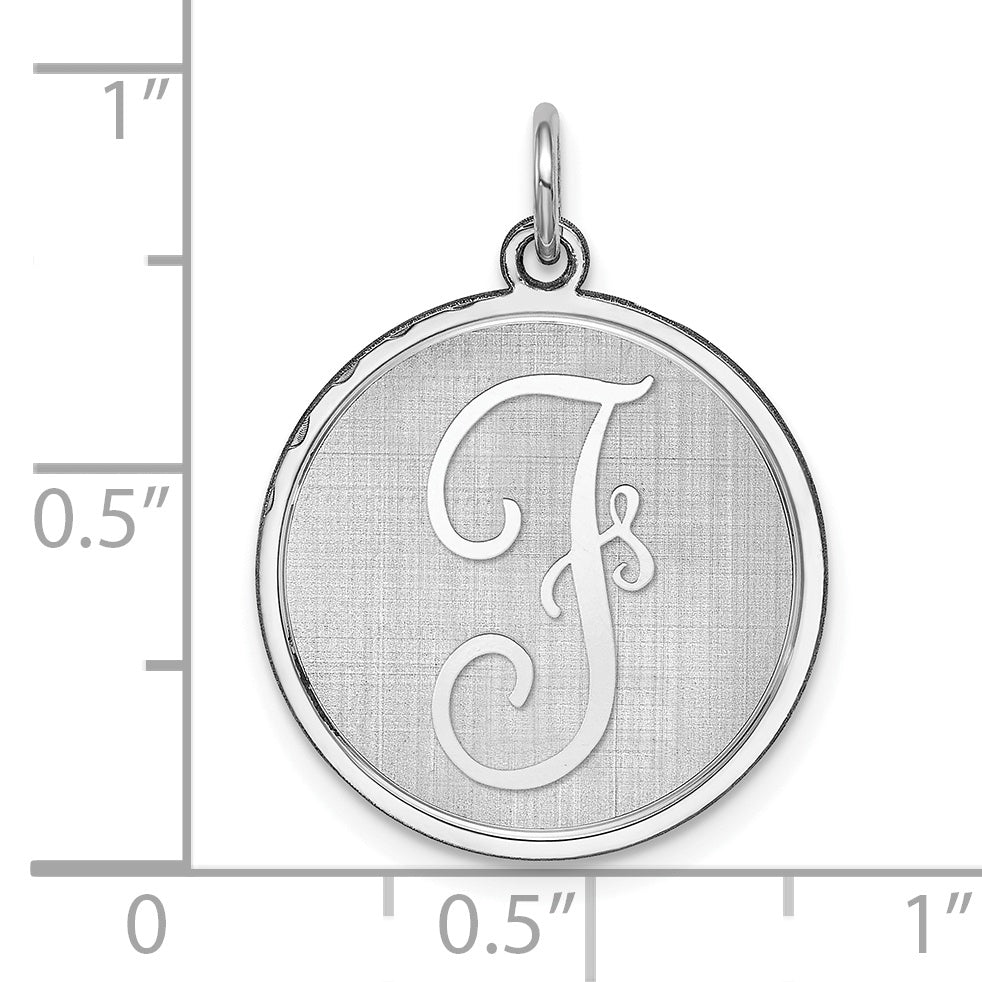 Sophia Jewelers 925 Sterling Silver Rhodium-Plated Initial F Brocade Charm