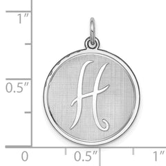 Sterling Silver 925 Rhodium-Plated Letter H Charm with Brocade Design