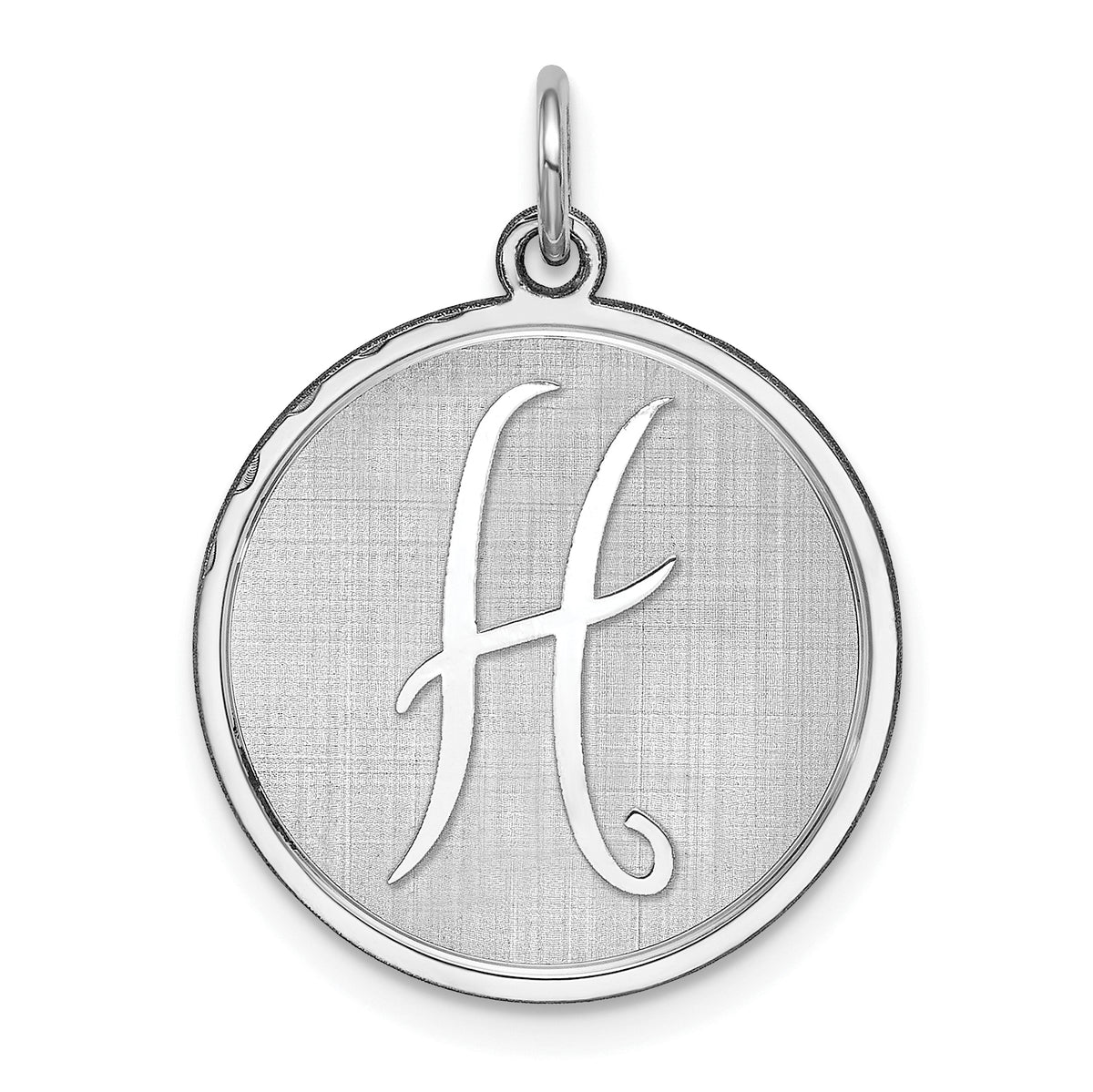 Sterling Silver Rhodium-plated Brocaded Letter H Initial Charm