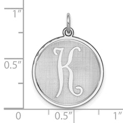 Sterling Silver 925 Rhodium-Plated Initial K Charm Elegant Brocade Design