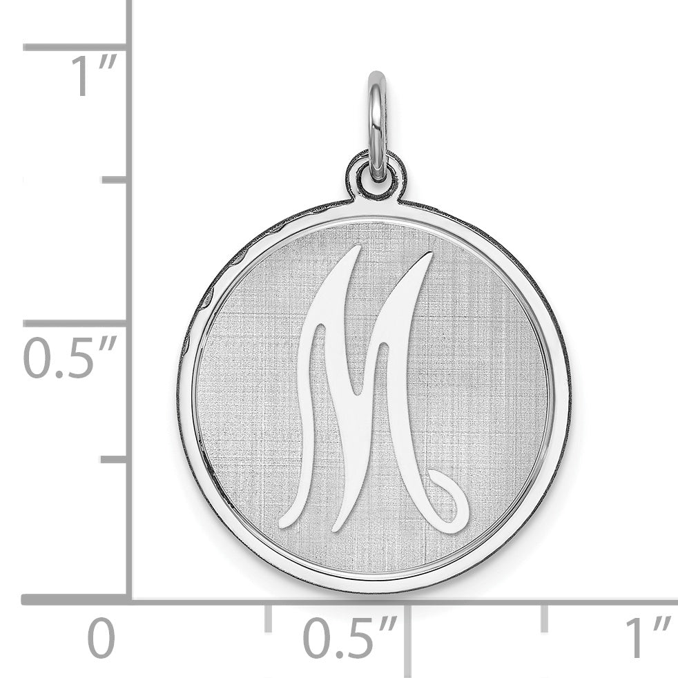 Sterling Silver 925 Rhodium-Plated Brocaded Letter M Charm Elegant Thematic Design