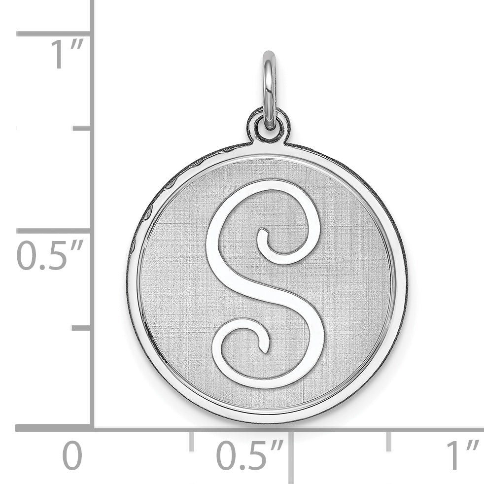 Sterling Silver 925 Initial 'S' Charm with Rhodium Brocade