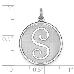 Sterling Silver 925 Initial 'S' Charm with Rhodium Brocade