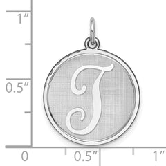 Sterling Silver 925 Rhodium-Plated Brocaded Initial T Charm Elegant Jewelry