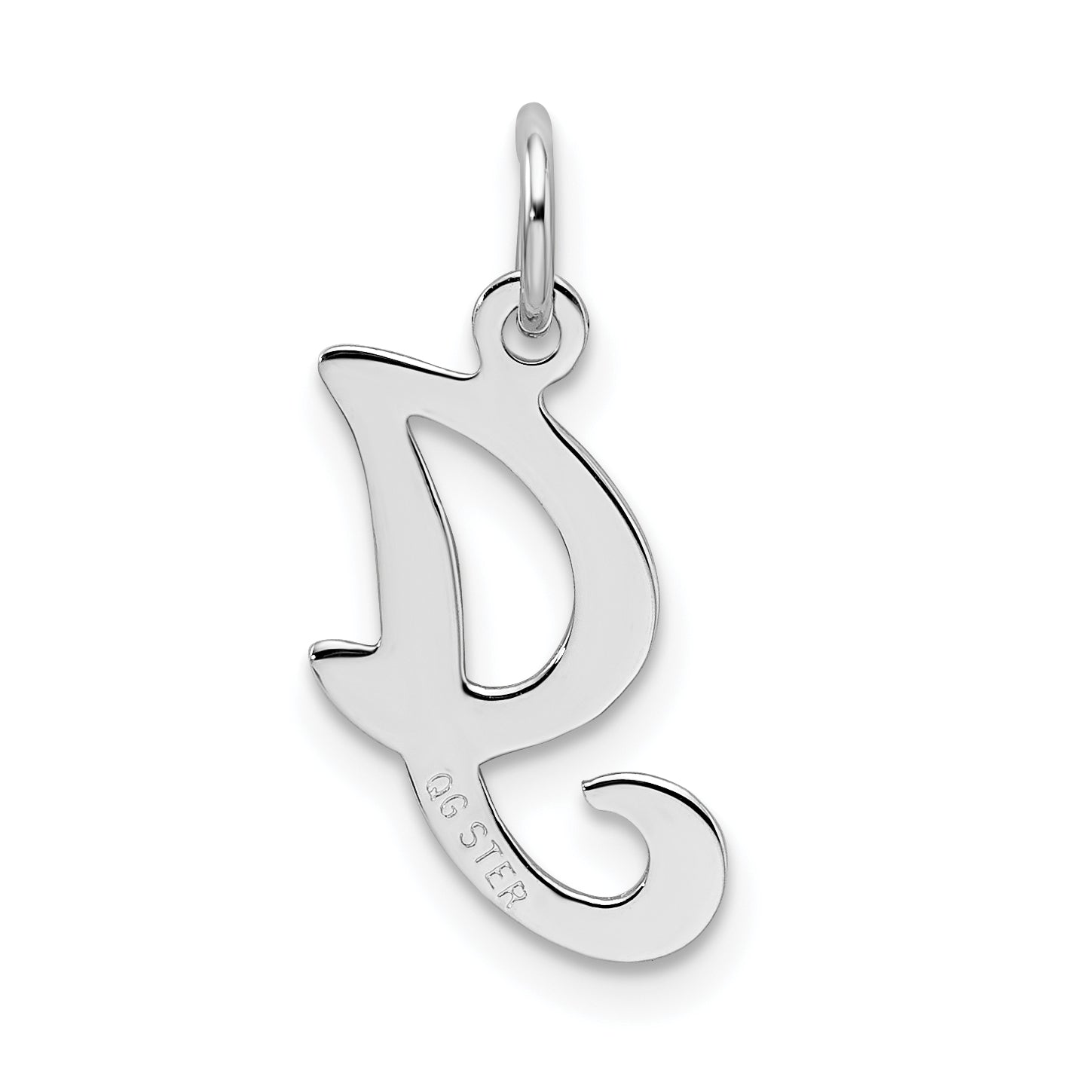 925 Sterling Silver Rhodium-Plated Initial I Charm Elegant Jewelry Accent