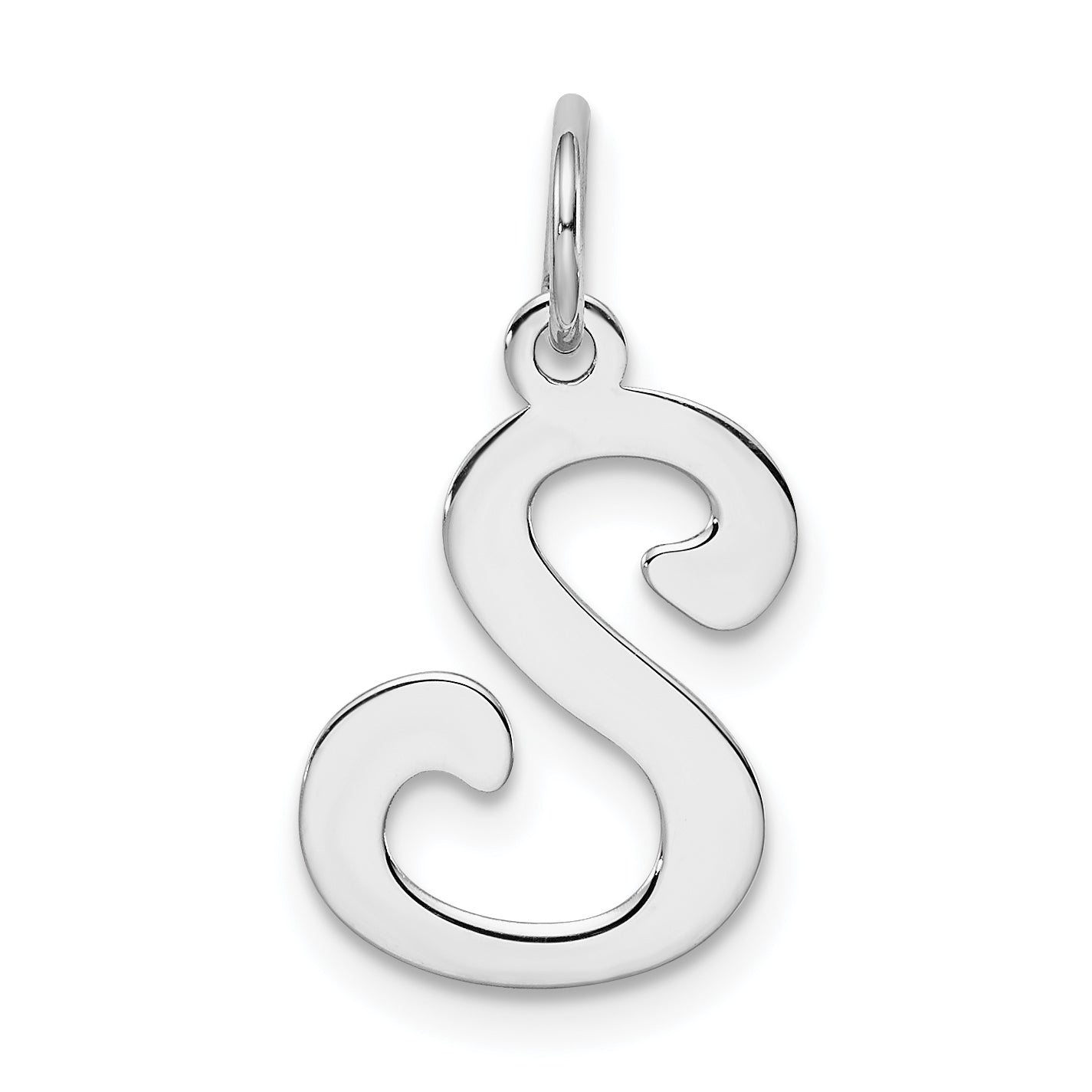 Sterling Silver Rhodium-plated Stamped Letter S Initial Charm